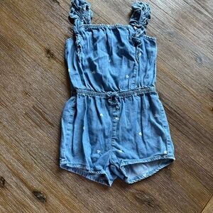 3/24$ OshKosh B'gosh Blue Chambray Romper with White Hearts size 2T